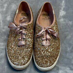 Keds x Kate Spade New York Size 9 Glitter Sneakers in Rose Gold